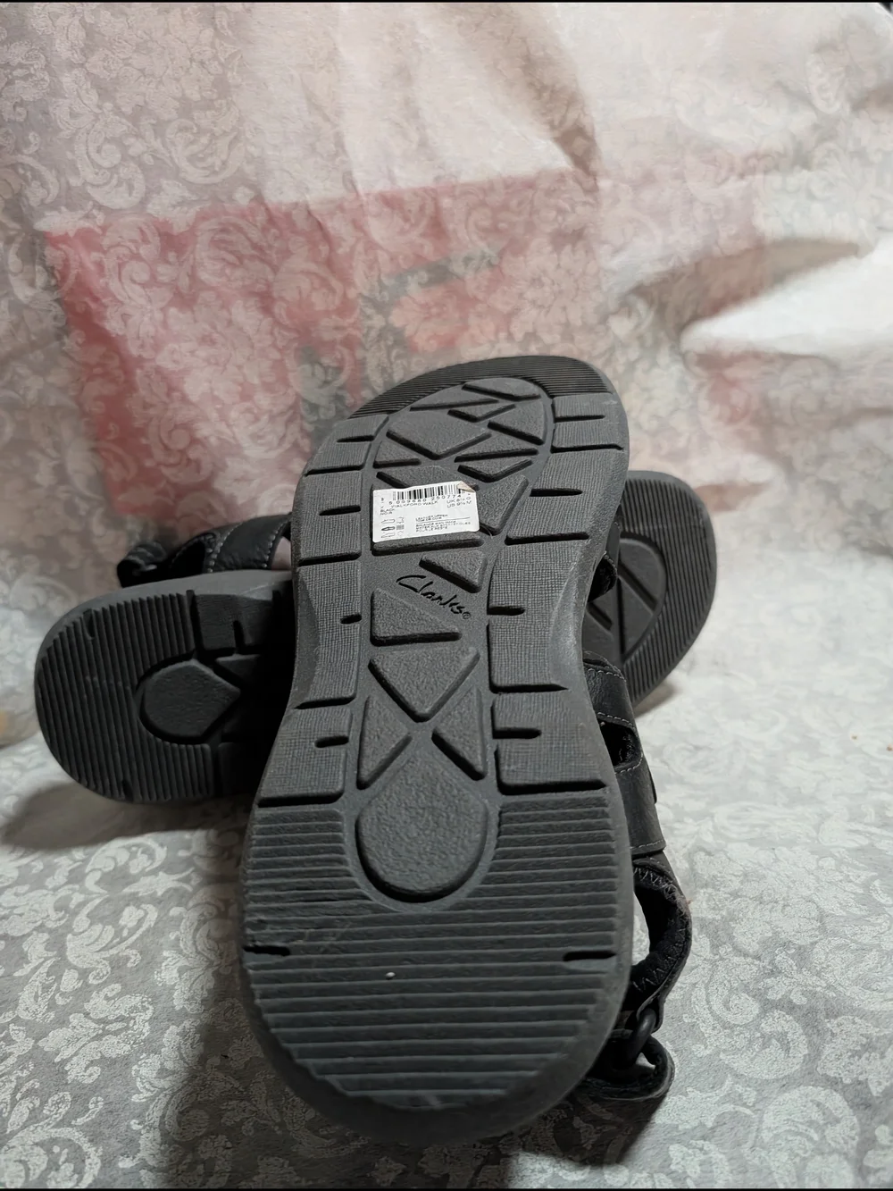 Clarks Collection Black Leather Velcro Sandals - Picture 2 of 4